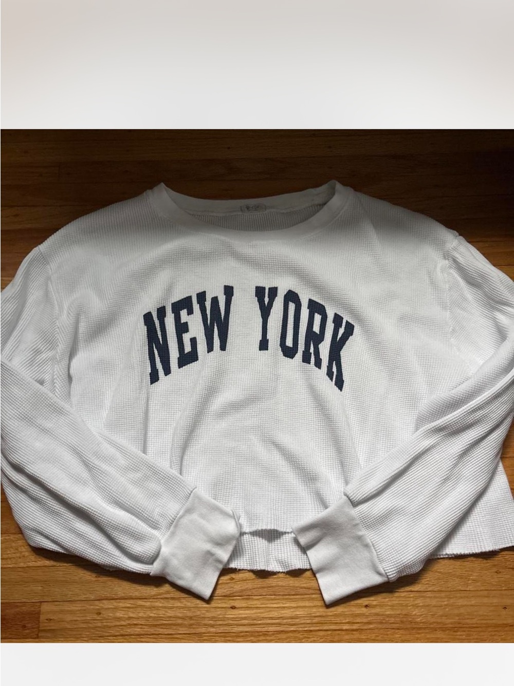 brandy White 'New York' Waffle-Knit Long Sleeve Top